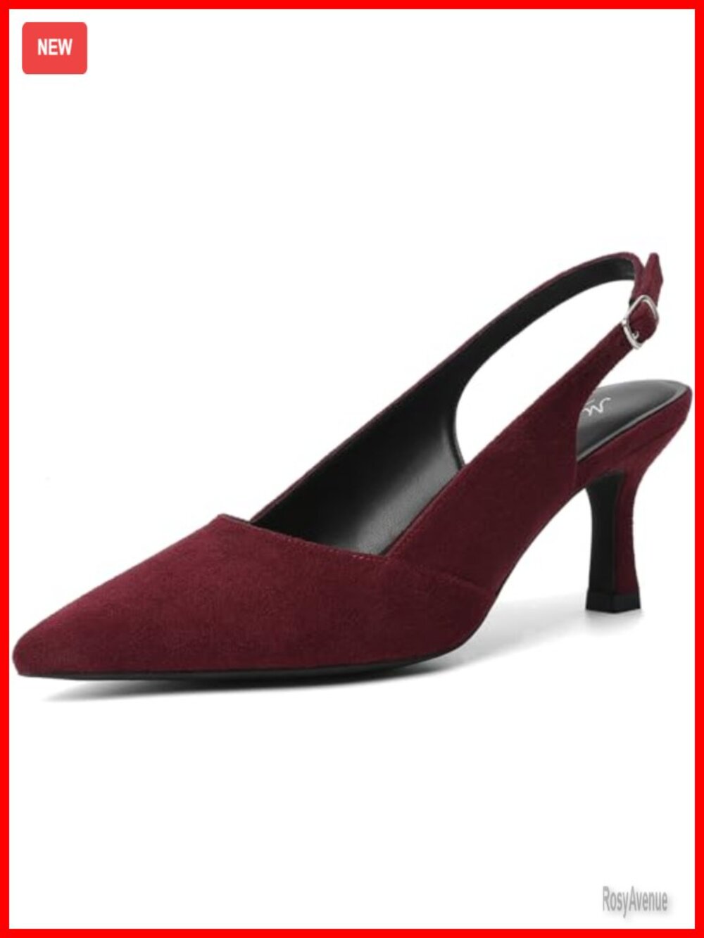 Suede Kitten Heels Slingback Pointed Closed Toe Pumps for Wedding Party Work